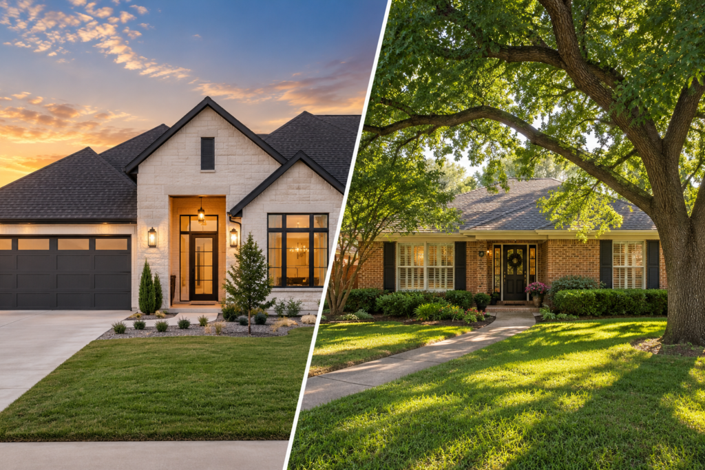 New construction in Amarillo compared with an older established home